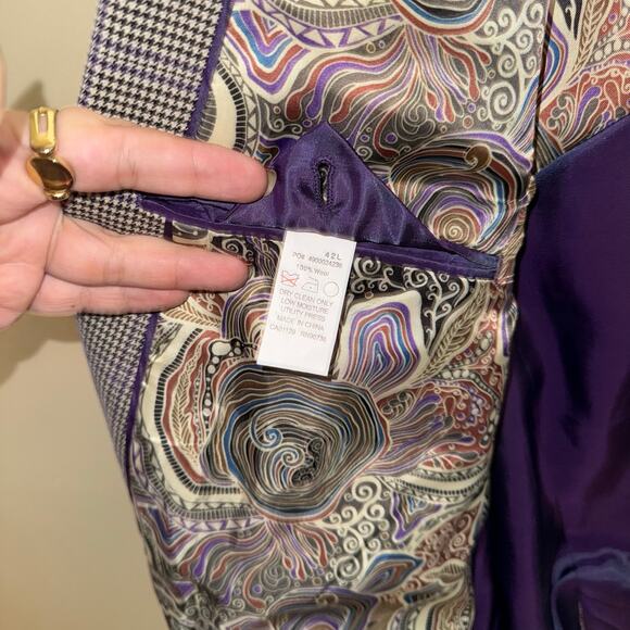 TALLIA Stock Houndstooth Herringbone wool academia sports coat 42L - Picture 6 of 8